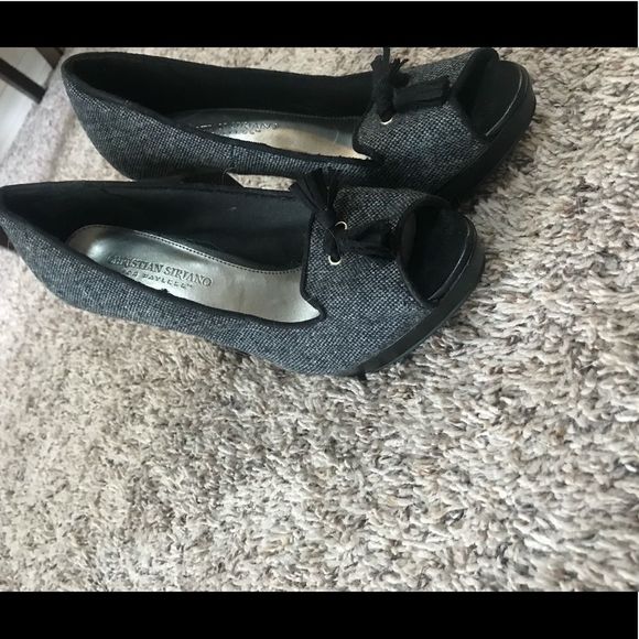 7.5 Christian Sirilano Black Tweed Heels 4” EUC - Picture 8 of 11